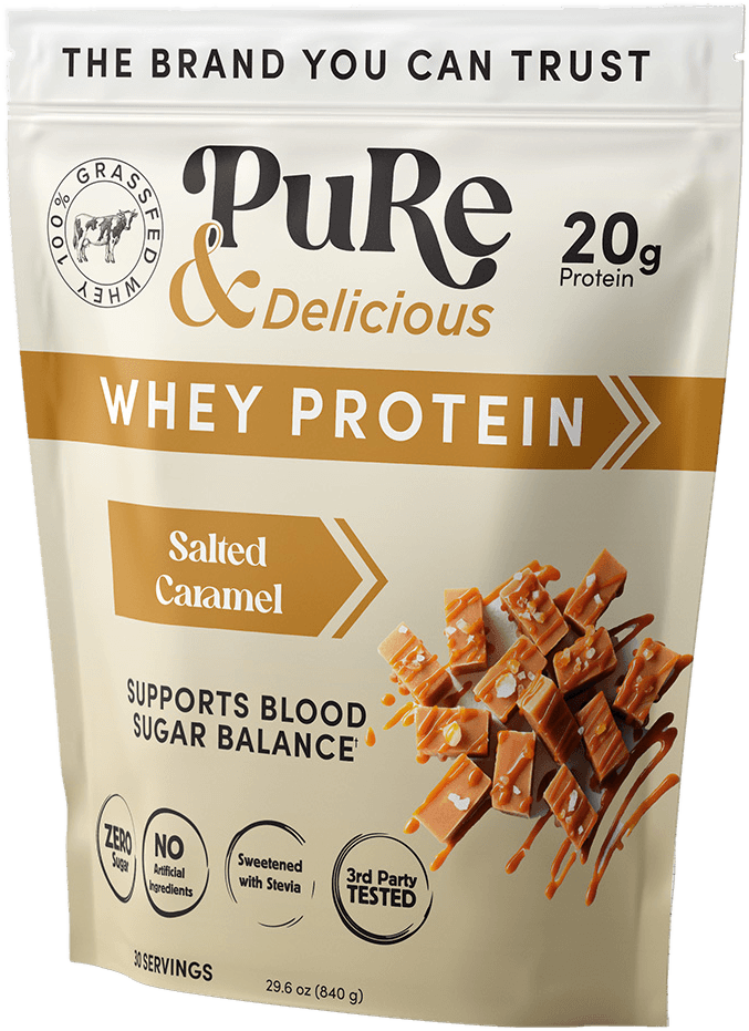 Pure & Delicious Salted Caramel whey protein bag
